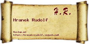 Hranek Rudolf névjegykártya